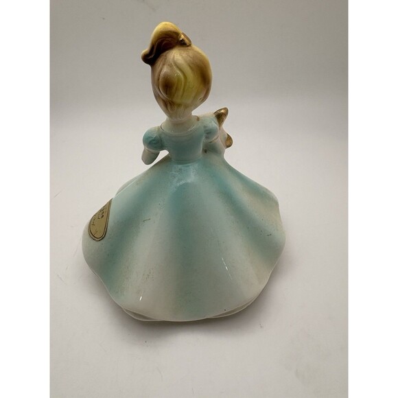 Josef Originals June Pearl Figurine Girl Lady in Blue Rose w Pearl Birthstone 4” - Picture 4 of 6